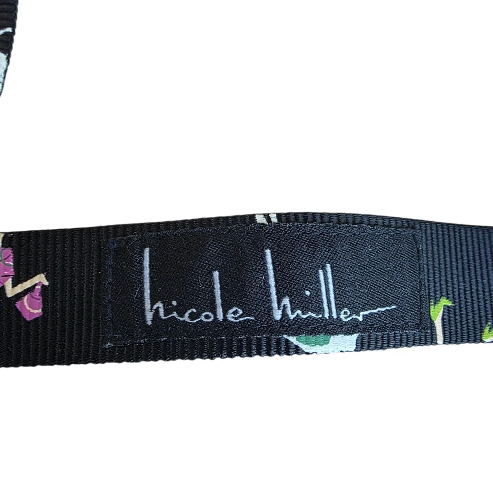 Nicole Miller Black Leash With Dog Walking Print 48